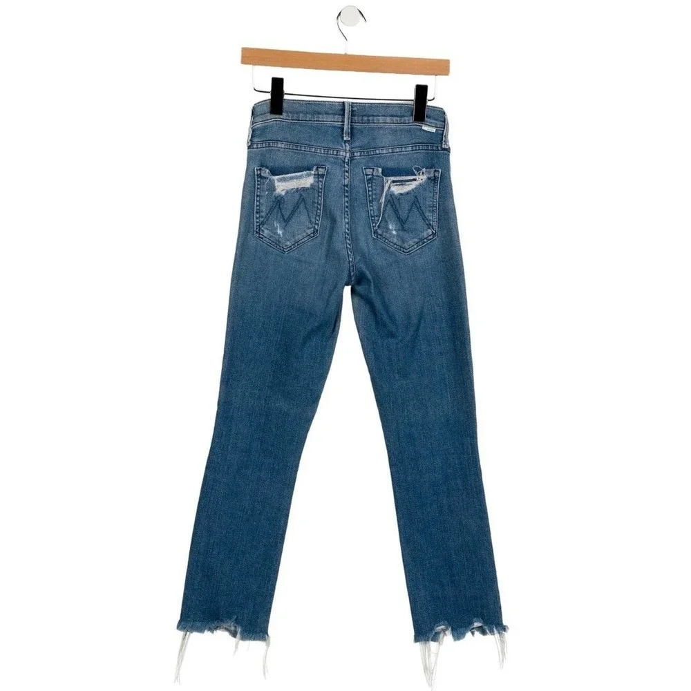MOTHER The Rascal Ankle Chew Jeans Learning to Hula Distressed Straight Crop 26